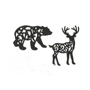 Set of 2 Cast Iron Lodge Design Wild Animal Trivets Wall Hanging Art